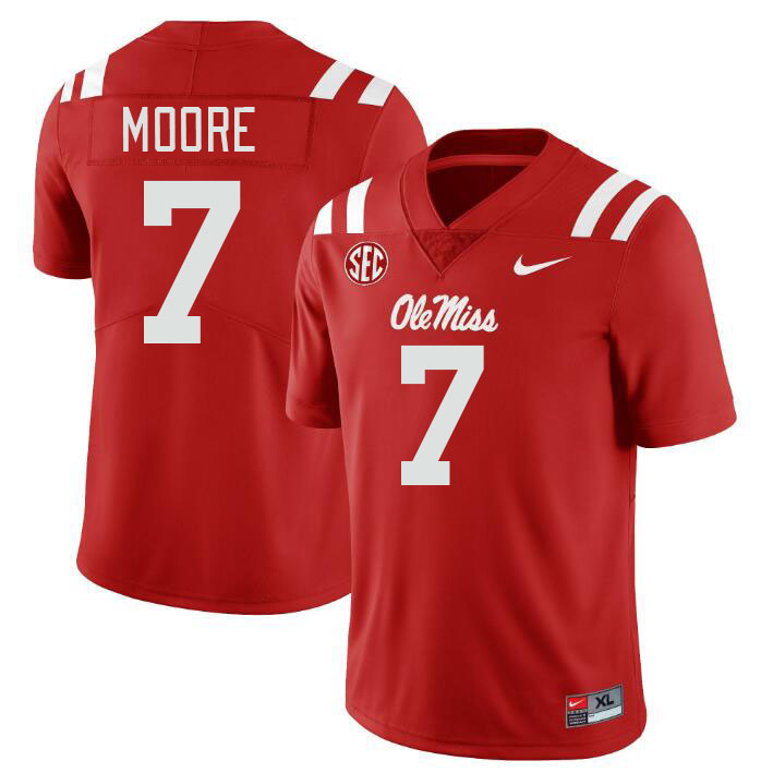 Men #7 Louis Moore Ole Miss Rebels College Football Jerseys Stitched-Red